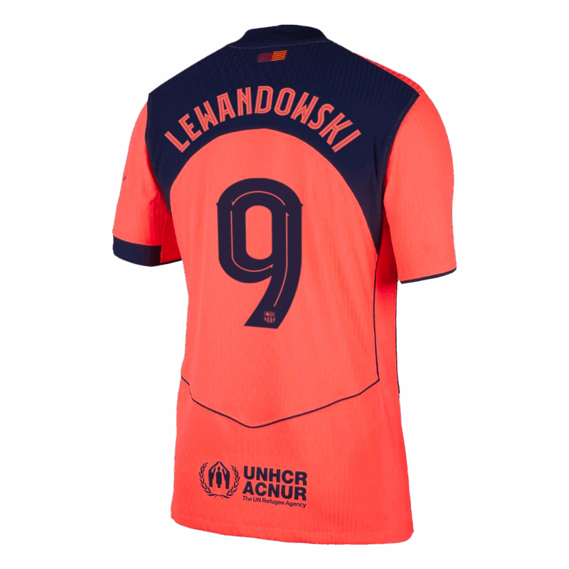 606382_3 LEWANDOWSKI #9 オーセンティック バルセロナ サード アウェイ サッカーユニフォーム 25/26 Orange- UCL