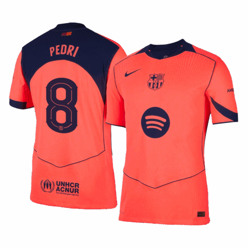 PEDRI #8 オーセンティック バルセロナ サード  アウェイ サッカーユニフォーム 25/26 Orange- UCL