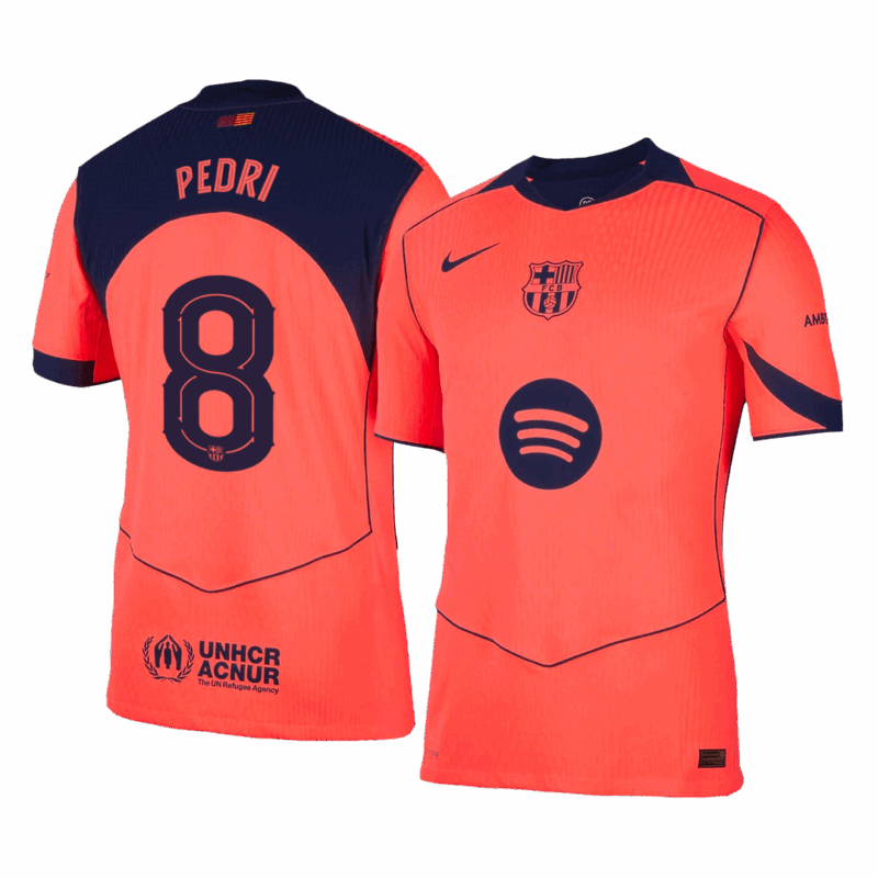 PEDRI #8 オーセンティック バルセロナ サード  アウェイ サッカーユニフォーム 25/26 Orange- UCL