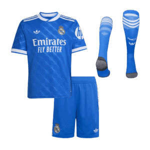 Kid's Real Madrid Third Away Soccer Jersey Kit(Jersey+Shorts+Socks)  25/26 Blue