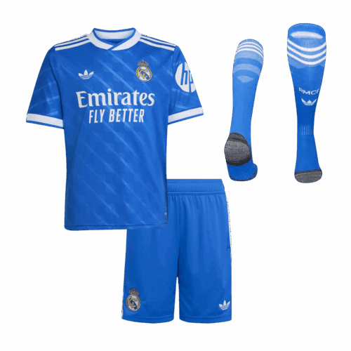616023_1 Kid's Real Madrid Third Away Soccer Jersey Kit(Jersey+Shorts+Socks) 25/26 Blue