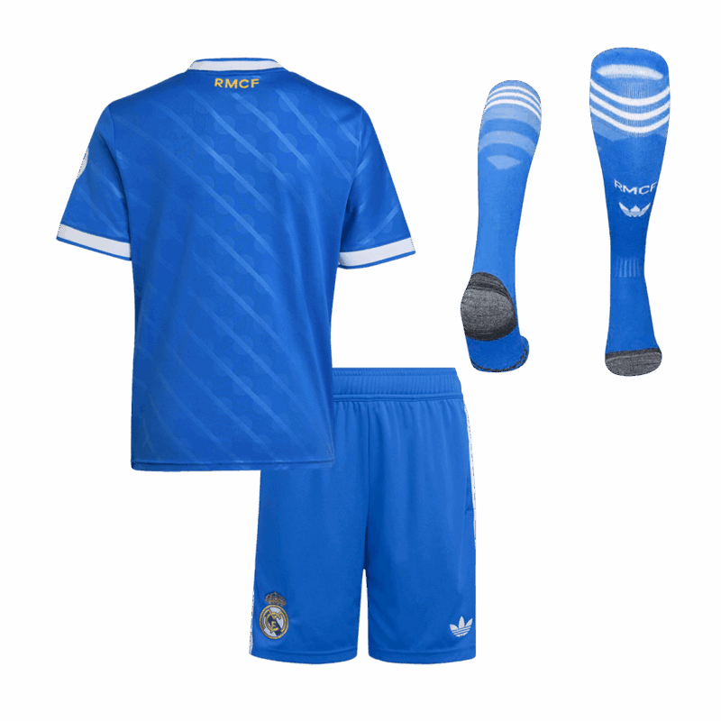 Kid's Real Madrid Third Away Soccer Jersey Kit(Jersey+Shorts+Socks)  25/26 Blue