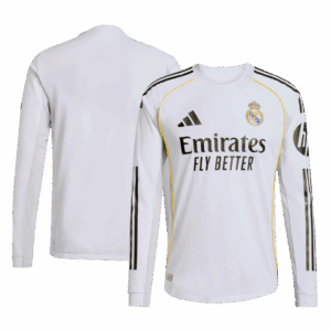 614109_3 Real Madrid Long Sleeve Home Soccer Jersey 2025/26