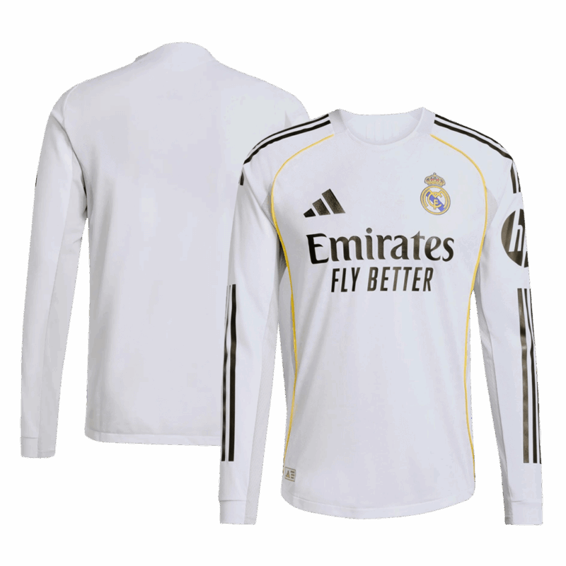 614109_3 Real Madrid Long Sleeve Home Soccer Jersey 2025/26