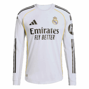 614109_4 Real Madrid Long Sleeve Home Soccer Jersey 2025/26