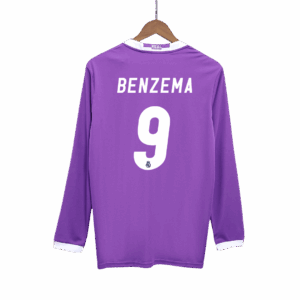 510866_1 レアルマドリード BENZEMA #9 アウェイ サッカーユニフォーム Retro 2016/17 - 長袖