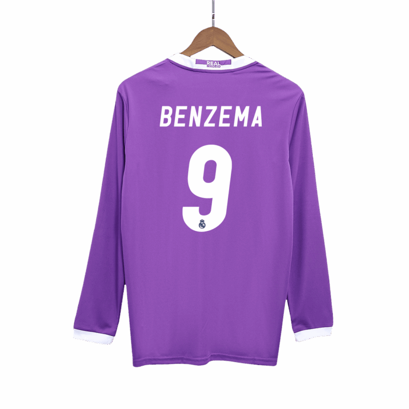 510866_1 レアルマドリード BENZEMA #9 アウェイ サッカーユニフォーム Retro 2016/17 - 長袖