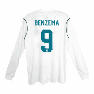 573085_1 レアルマドリード BENZEMA #9 ホーム サッカーユニフォーム Retro 2017/18 - 長袖