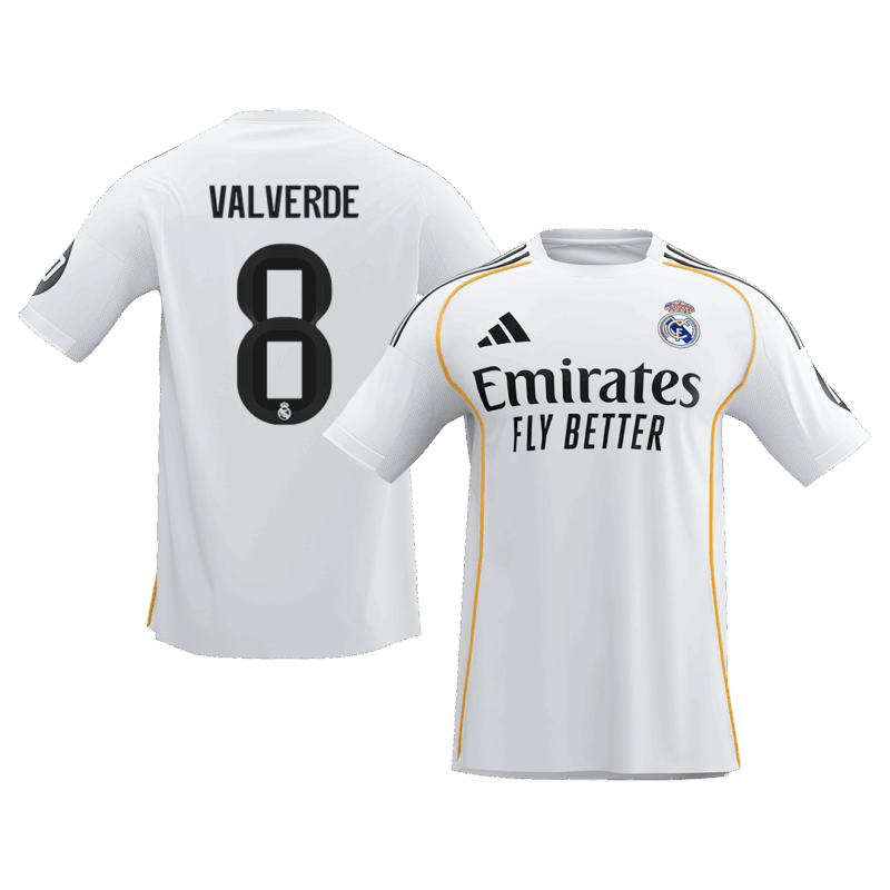 593591_1 レアルマドリード VALVERDE #8 ホーム サッカーユニフォーム 2025/26