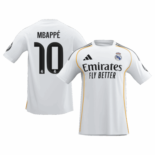 593707_1 レアルマドリード MBAPPÉ #10 ホーム サッカーユニフォーム 2025/26