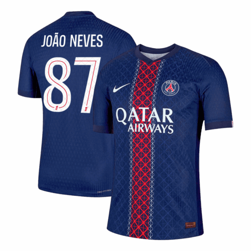 611005_1 JOÃO NEVES #87 オーセンティック パリ・サンジェルマン ホーム サッカーユニフォーム 2025/26 Navy