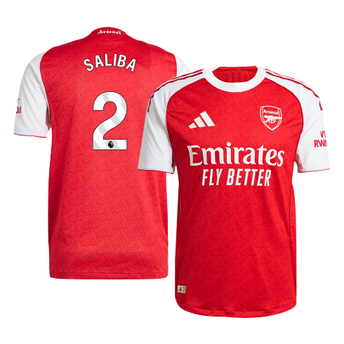 608368_1 SALIBA #2 オーセンティック アーセナル ホーム サッカーユニフォーム 2025/26 Red