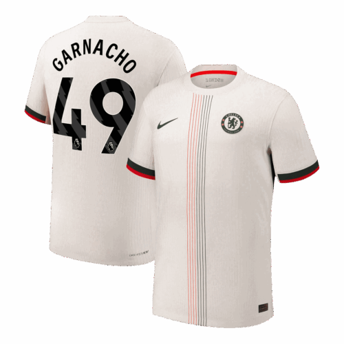 607771_1 GARNACHO #49 オーセンティック チェルシー アウェイ サッカーユニフォーム 2025/26 White