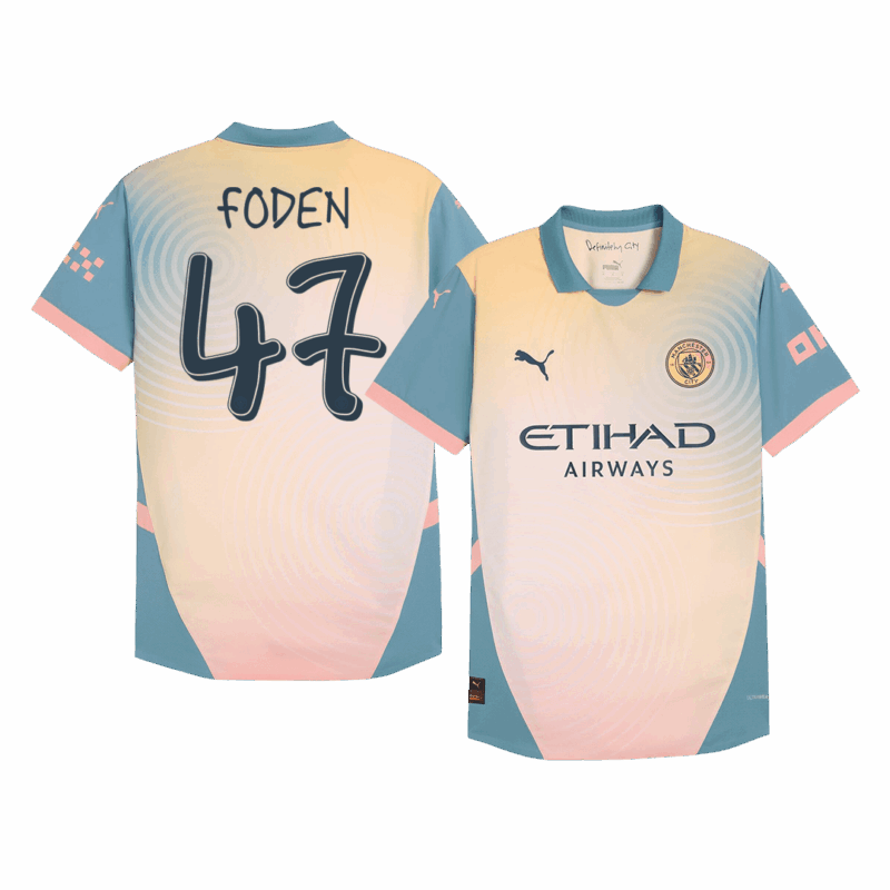 597218_1 マンチェスターシティ FODEN #47 Fourth アウェイ サッカーユニフォーム オーセンティック 2024/25 - Definitely City