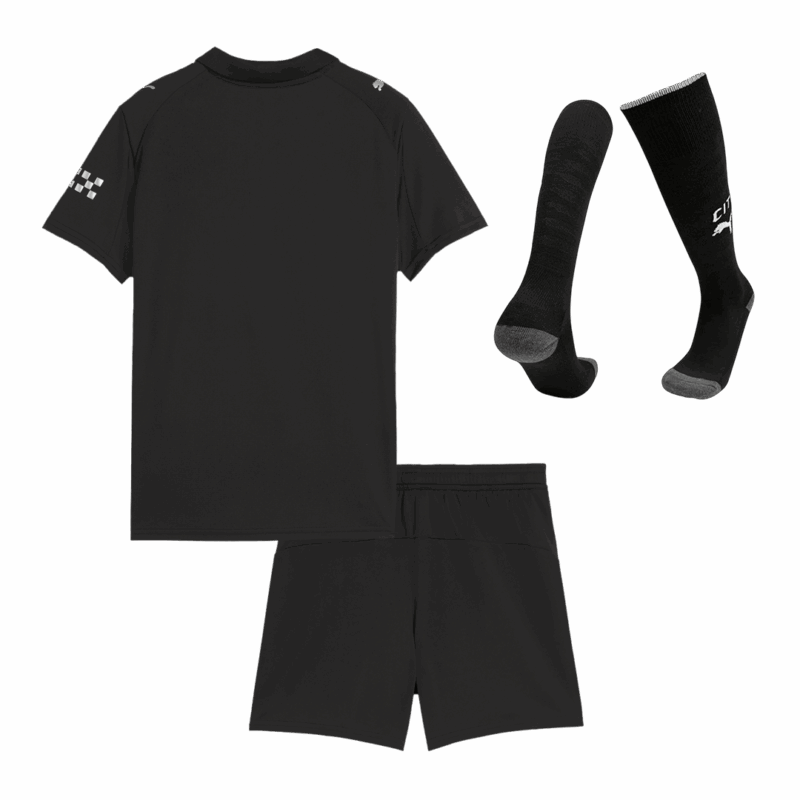 Kid's Manchester City Away Soccer Jersey Kit(Jersey+Shorts+Socks) 2025/26 Black
