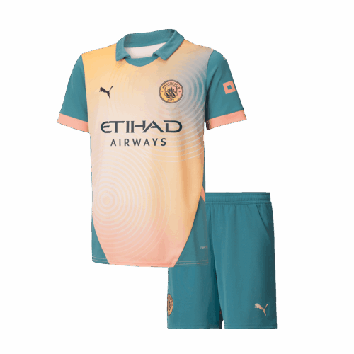 597181_1 マンチェスターシティ Fourth アウェイ サッカーユニフォーム キット 2024/25 キッズ 上下セット- Definitely City (UCL)