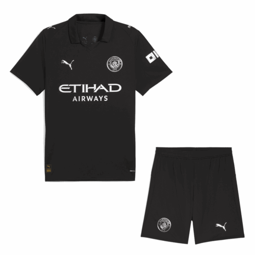614001_1 Manchester City Away Soccer Jersey Kit上下セット 2025/26 Black