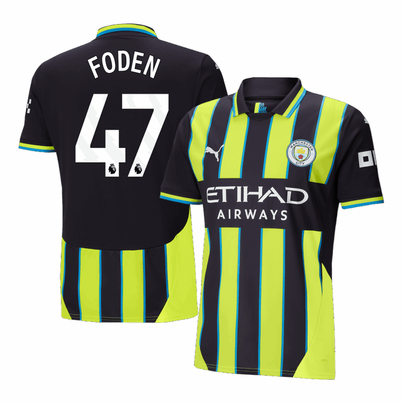 597213_1 マンチェスターシティ FODEN #47 アウェイ サッカーユニフォーム 2024/25
