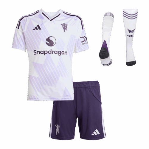 606652_1 キッズ マンチェスターユナイテッド アウェイ サッカーユニフォーム キット 2025/26 White