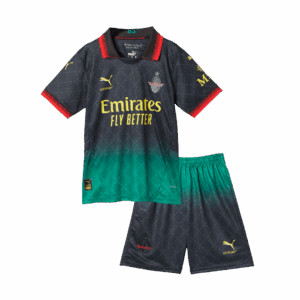 キッズ  ACミラン Fourth アウェイ サッカーユニフォーム キット上下セット 2024/25 Green&Black