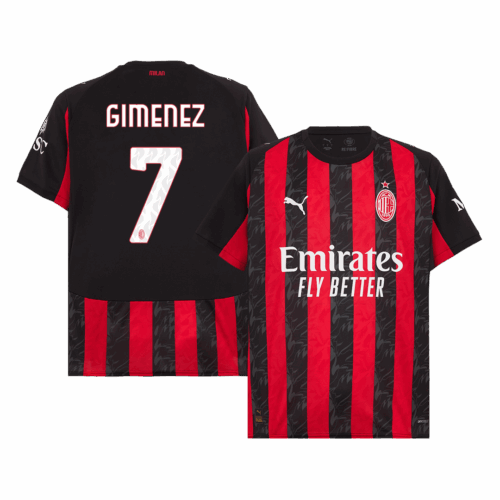 597263_1 GIMENEZ #7 ACミラン ホーム サッカーユニフォーム 2025/26 Red&Black
