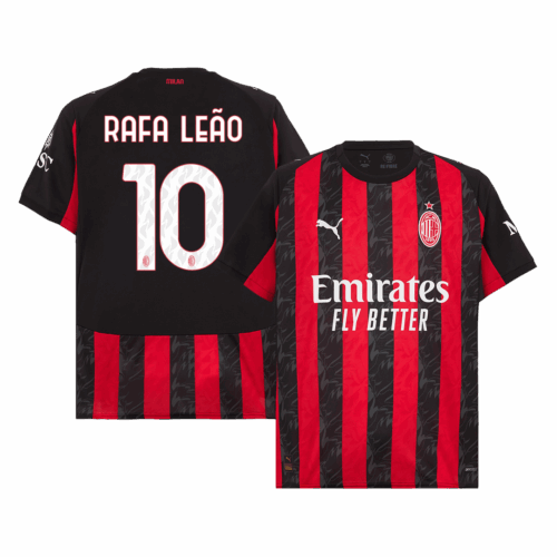 597264_1 RAFA LEÃO #10 ACミラン ホーム サッカーユニフォーム 2025/26 Red&Black