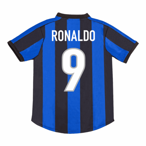 570671_1 インテル・ミラノ RONALDO #9 ホーム サッカーユニフォーム Retro 1999/00