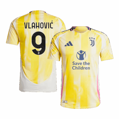 507891_1 ユベントス VLAHOVIĆ #9 アウェイ サッカーユニフォーム オーセンティック 2024/25- Save The Children Sponsor