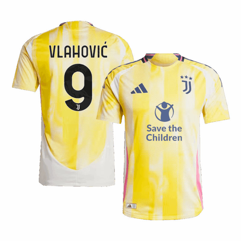 507891_1 ユベントス VLAHOVIĆ #9 アウェイ サッカーユニフォーム オーセンティック 2024/25- Save The Children Sponsor