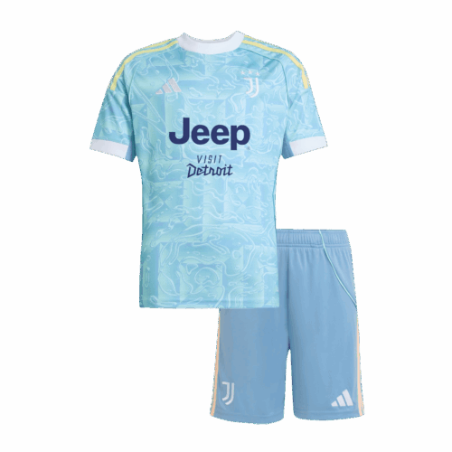 キッズ  ユベントス アウェイ サッカーユニフォーム キット 25/26 Blue