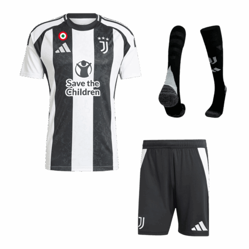 ユベントス ホーム サッカーユニフォーム キット 2024/25 (ユニフォーム+Shorts+Socks) - Save The Children Sponsor