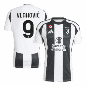 501648_1 ユベントス VLAHOVIĆ #9 ホーム サッカーユニフォーム 2024/25 - Save The Children Sponsor
