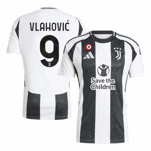501648_1 ユベントス VLAHOVIĆ #9 ホーム サッカーユニフォーム 2024/25 - Save The Children Sponsor