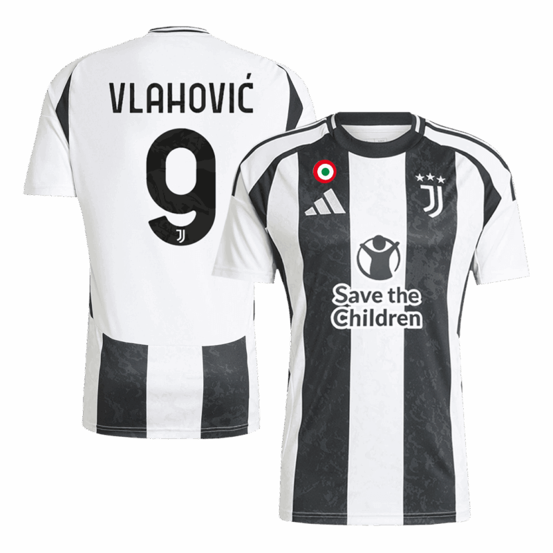 501648_1 ユベントス VLAHOVIĆ #9 ホーム サッカーユニフォーム 2024/25 - Save The Children Sponsor