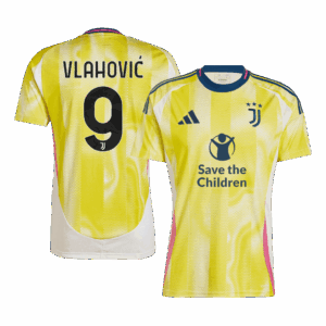 501650_1 ユベントス VLAHOVIĆ #9 アウェイ サッカーユニフォーム 2024/25 - Save The Children Sponsor