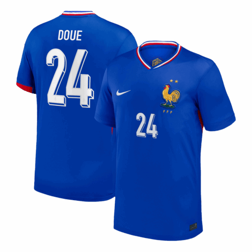 611669_1 DOUE #24 France Euro ホーム サッカーユニフォーム 2024 Blue