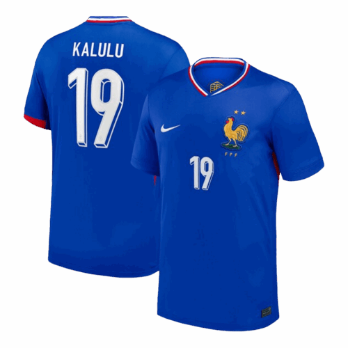 611823_1 KALULU #19 France Euro ホーム サッカーユニフォーム 2024 Blue