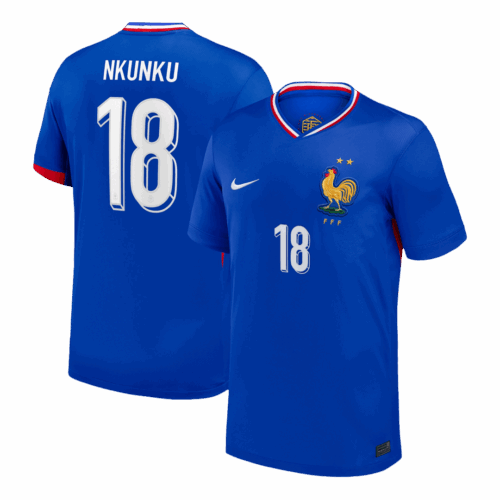 611867_1 NKUNKU #18 France Euro ホーム サッカーユニフォーム 2024 Blue