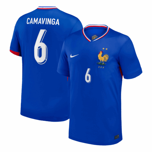 611955_1 CAMAVINGA #6 France Euro ホーム サッカーユニフォーム 2024 Blue