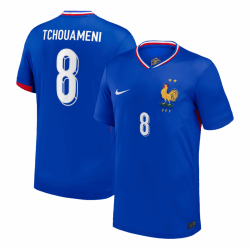 611999_1 TCHOUAMENI #8 France Euro ホーム サッカーユニフォーム 2024 Blue