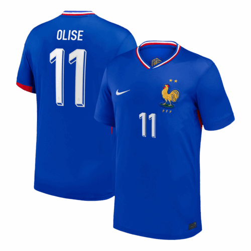 612065_1 OLISE #11 France Euro ホーム サッカーユニフォーム 2024 Blue