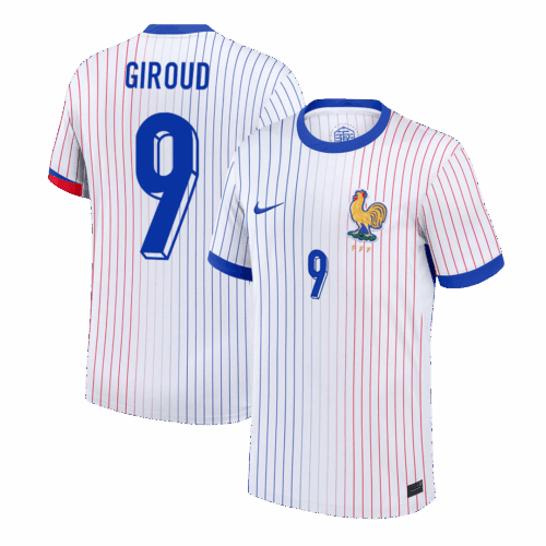 612363_1 GIROUD #9 France Euro Away Soccer Jersey 2024 White