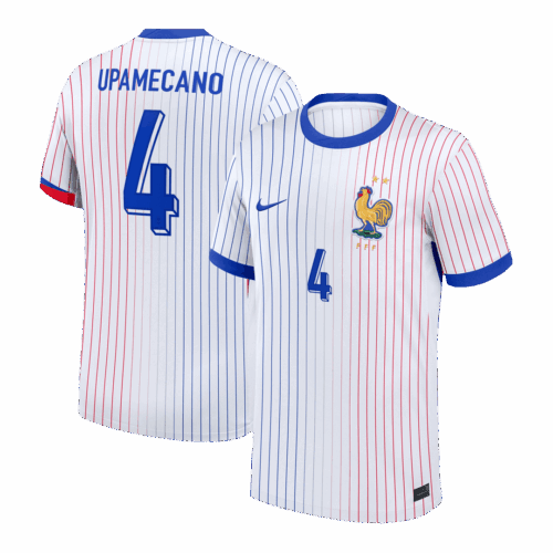 612473_1 UPAMECANO #4 France Euro Away Soccer Jersey 2024 White