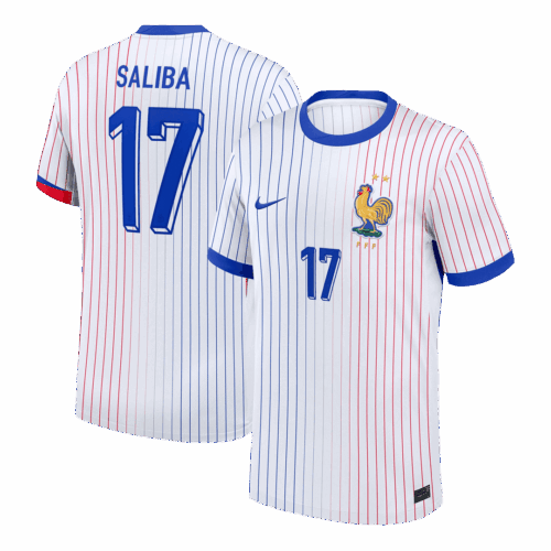 612737_1 SALIBA #17 France Euro Away Soccer Jersey 2024 White