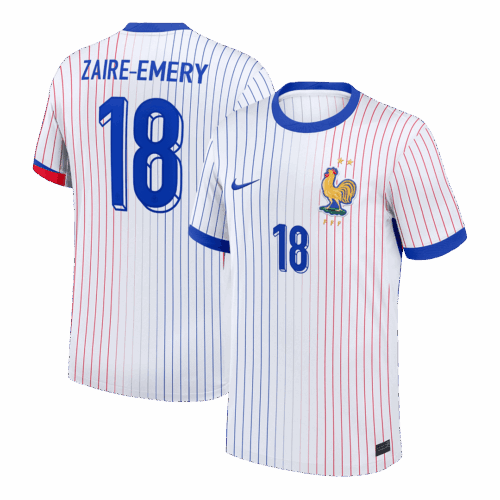 612759_1 ZAIRE-EMERY #18 France Euro Away Soccer Jersey 2024 White