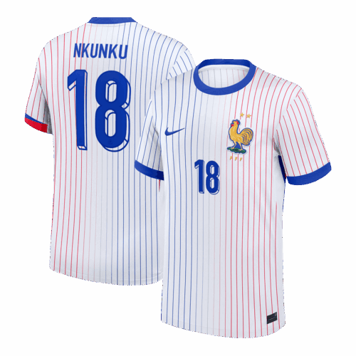 612781_1 NKUNKU #18 France Euro Away Soccer Jersey 2024 White