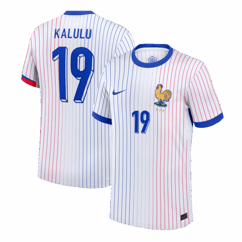 612825_1 KALULU #19 France Euro Away Soccer Jersey 2024 White