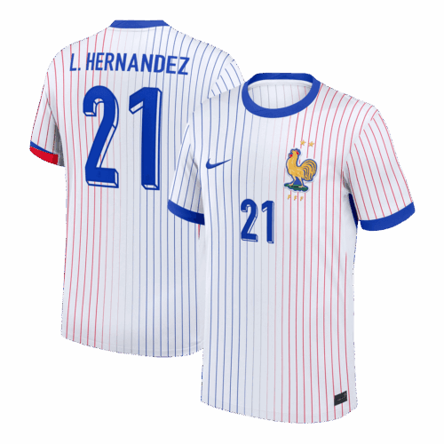 612869_1 L.HERNANDEZ #21 France Euro Away Soccer Jersey 2024 White