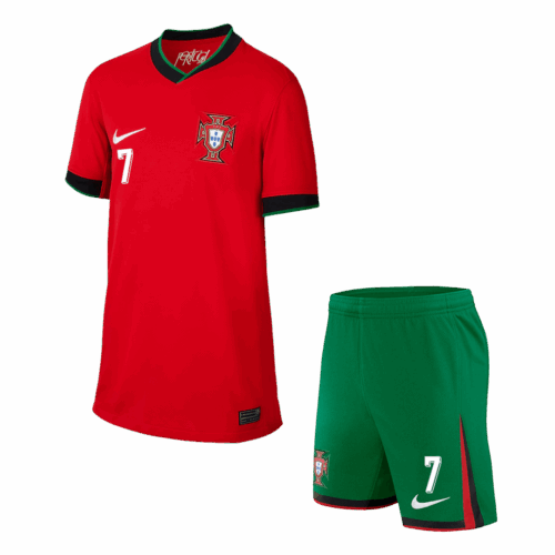 460682_1 Portugal RONALDO #7 ホーム ユニフォーム キット EURO 2024 キッズ 上下セット