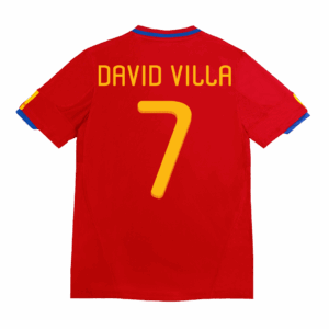 504965_1 Spain DAVID VILLA #7 ホーム サッカーユニフォーム Retro 2010
